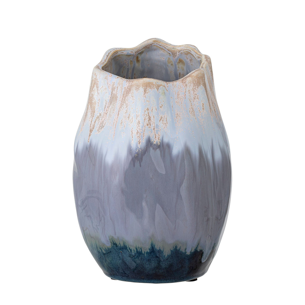 Bloomingville Jace Deco Vase, Blue, Ceramic - Lund und Larsen