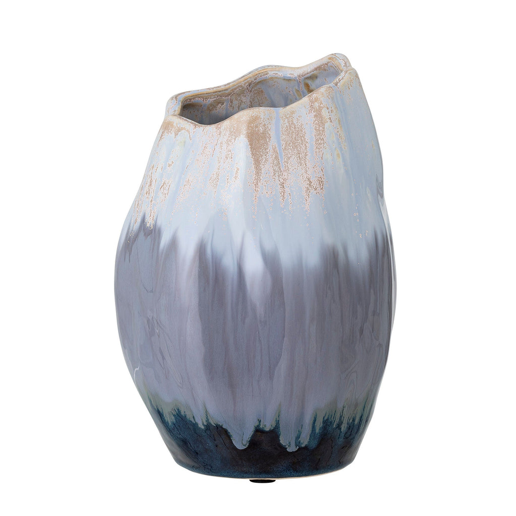 Bloomingville Jace Deco Vase, Blue, Ceramic - Lund und Larsen