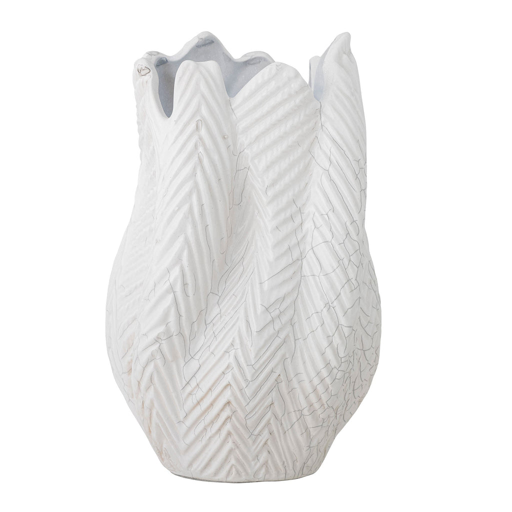 Creative Collection Besa Vase, White, Stoneware - Lund und Larsen
