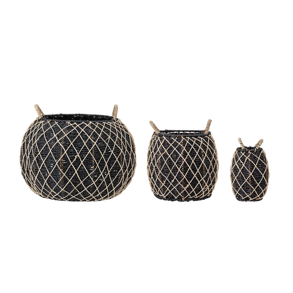 Creative Collection Karia Basket, Black, Seagrass - Lund und Larsen