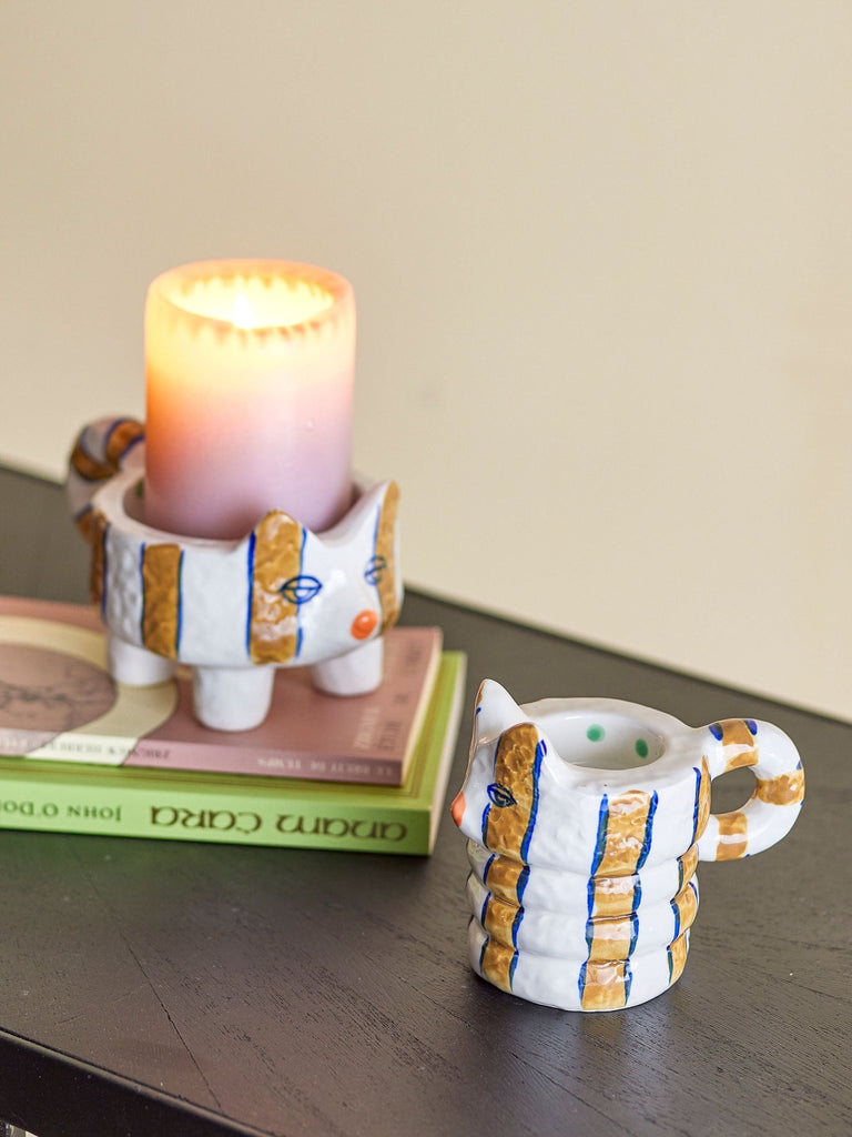 Bloomingville Caty Kerzenhalter, Braun, Steingut - ST Handel GmbH Abteilung Lund & Larsen