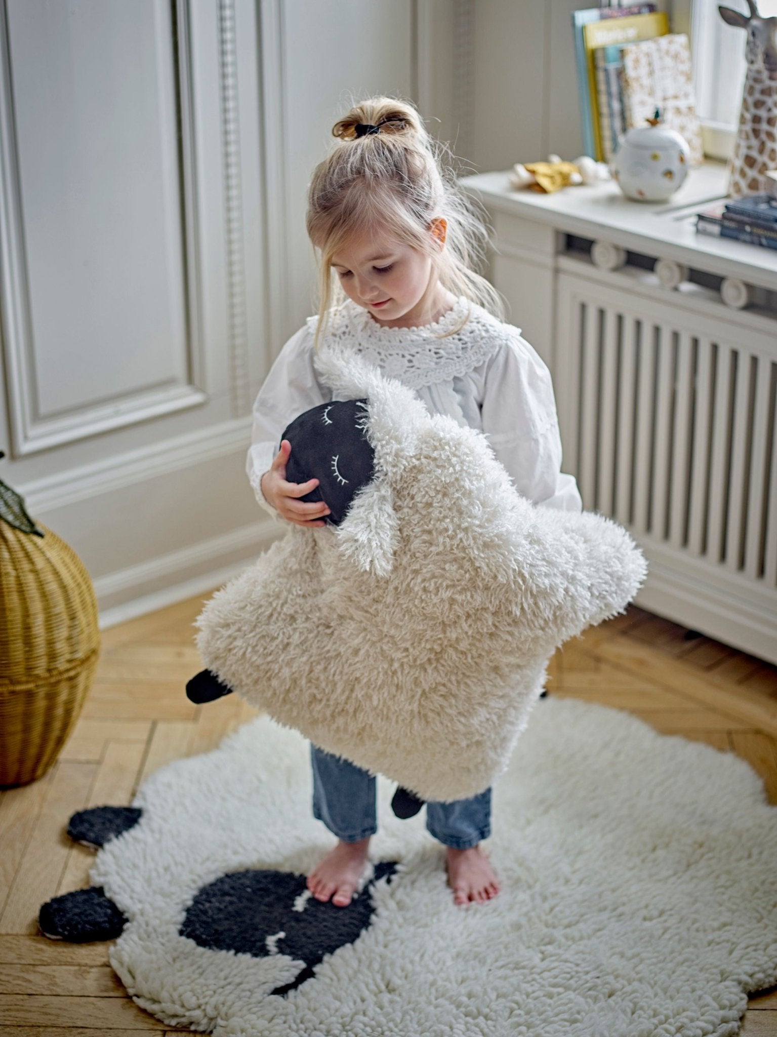 Bloomingville MINI Dolly Teppich, Weiá, Wolle