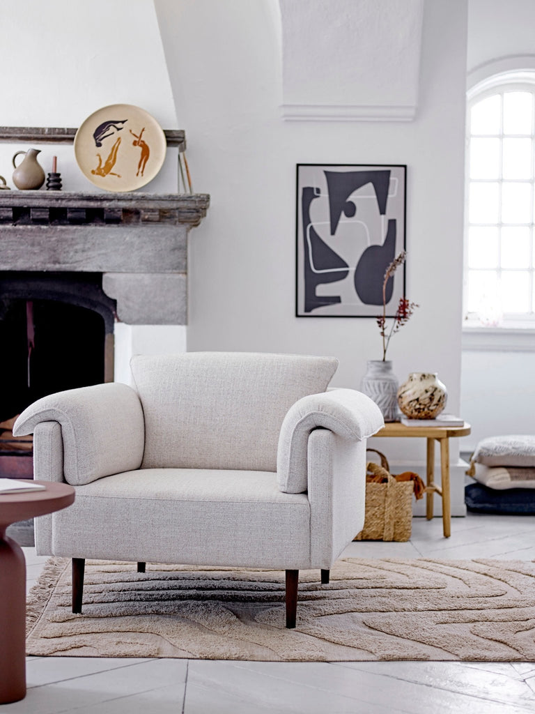 Bloomingville Chesham Lounge Chair, White, Polyester - Lund und Larsen