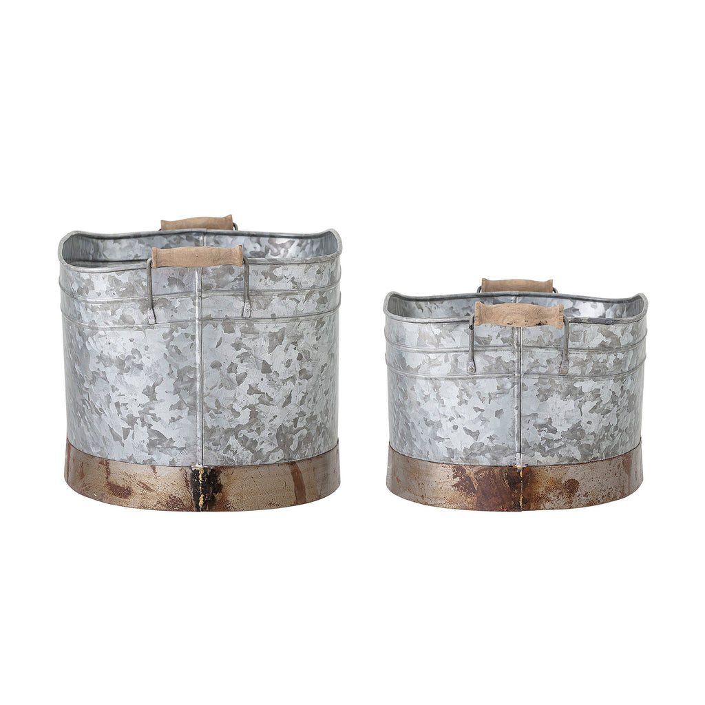 Bloomingville Cimon Bucket, Grey, Galvanized iron - Lund und Larsen