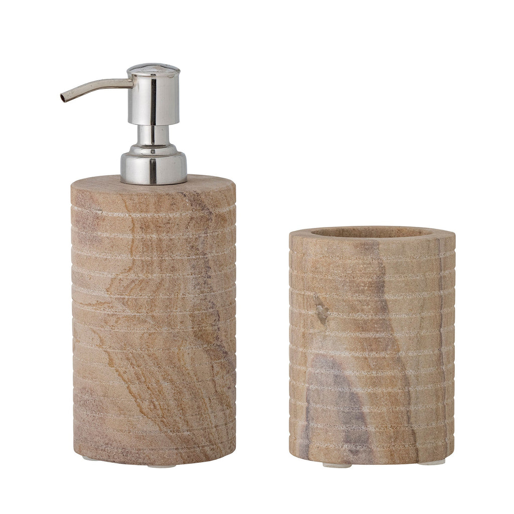 Bloomingville Ciro Soap Dispenser Set, Nature, Sandstone - Lund und Larsen