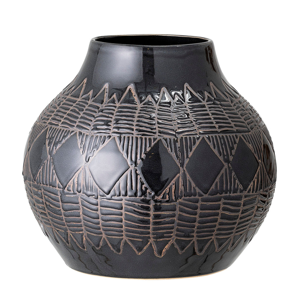 Bloomingville Cornelius Vase, Black, Stoneware - Lund und Larsen