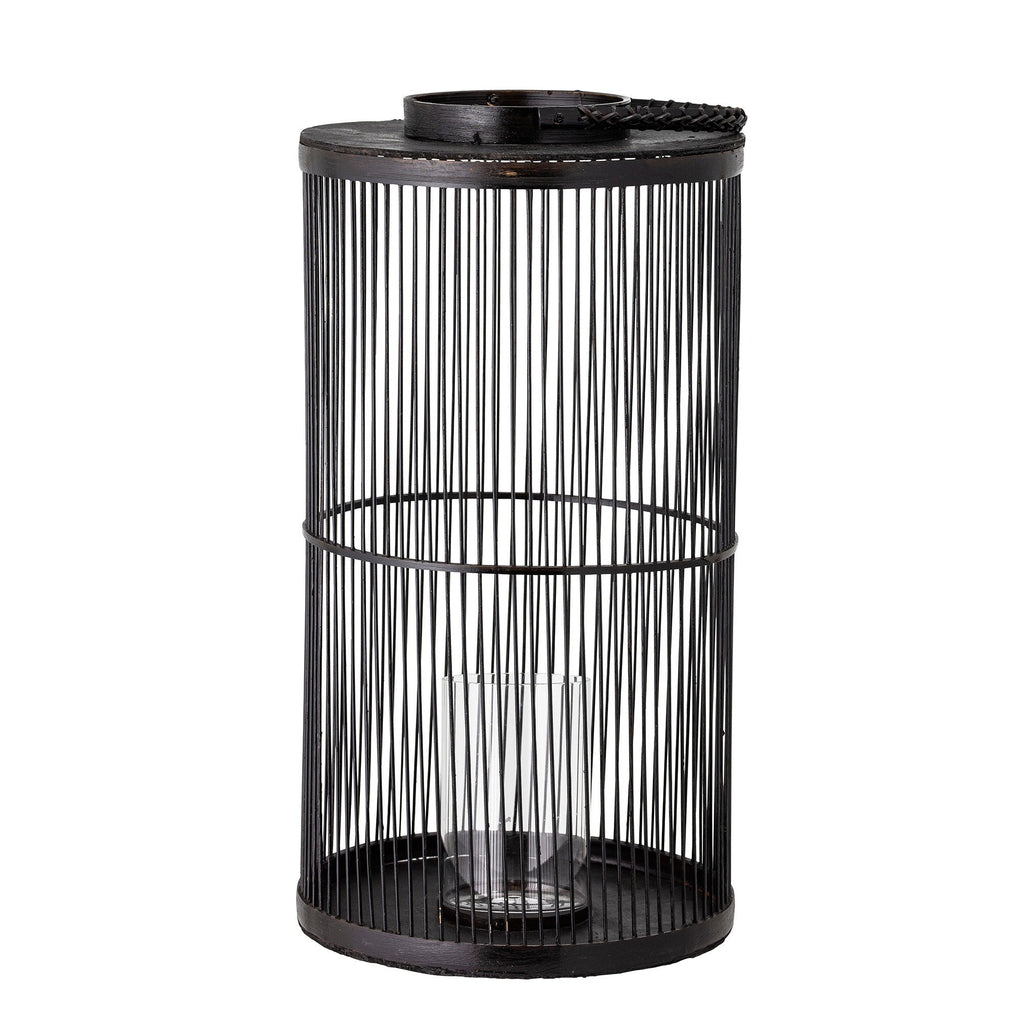 Bloomingville Effie Lantern w/Glass, Black, Bamboo - Lund und Larsen