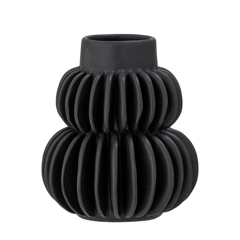 Bloomingville Halfdan Vase, Black, Stoneware - Lund und Larsen