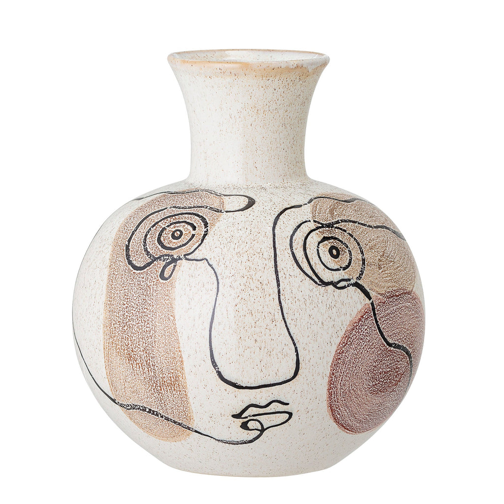 Bloomingville Irini Vase, White, Stoneware - Lund und Larsen