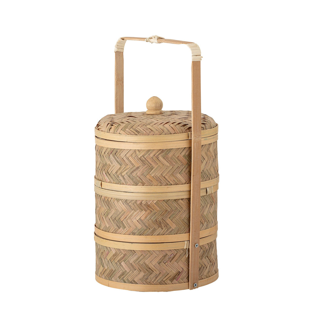 Bloomingville Niella Basket w/Lid, Nature, Bamboo - Lund und Larsen