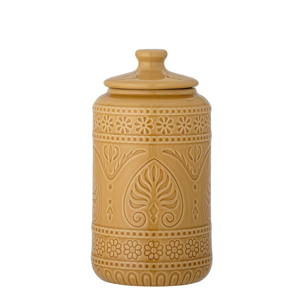 Bloomingville Rani Jar w/Lid, Yellow, Stoneware - Lund und Larsen