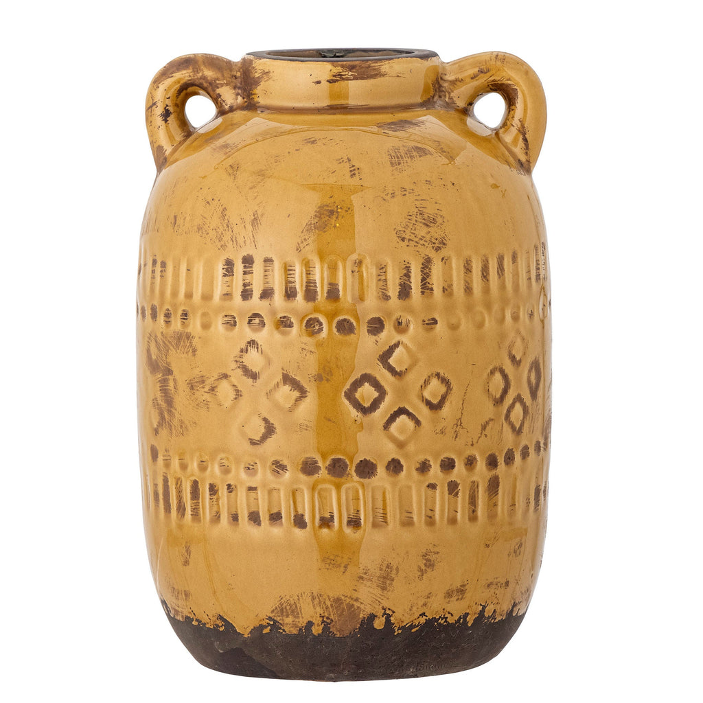 Bloomingville Rijad Deco Vase, Yellow, Terracotta - Lund und Larsen