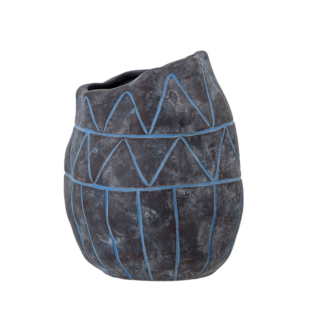 Creative Collection Ivo Deco Vase, Blue, Ceramic - Lund und Larsen