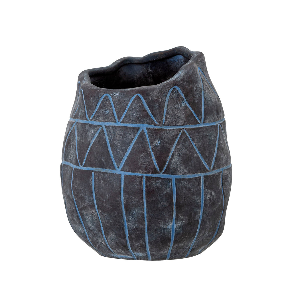 Creative Collection Ivo Deco Vase, Blue, Ceramic - Lund und Larsen