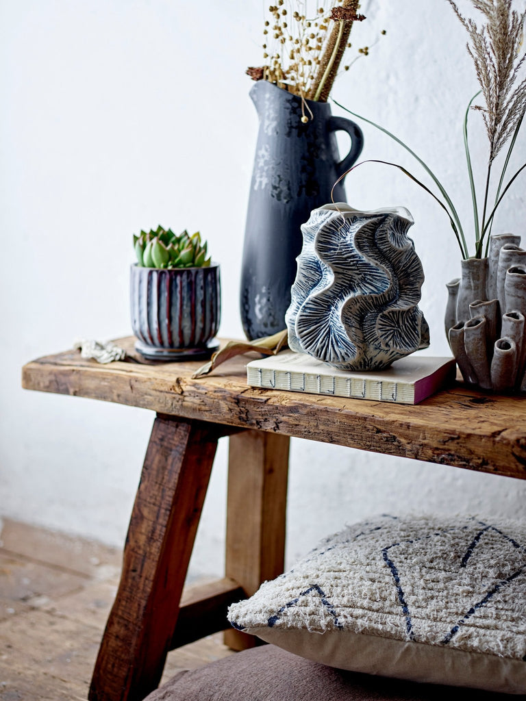 Creative Collection Khumo Vase, Black, Stoneware - Lund und Larsen