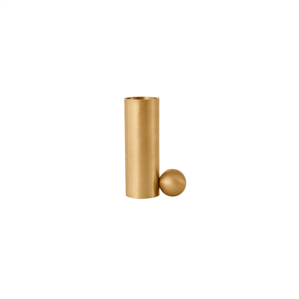 OYOY LIVING Palloa Solid Brass Candleholder - High - Brushed Brass - Lund und Larsen