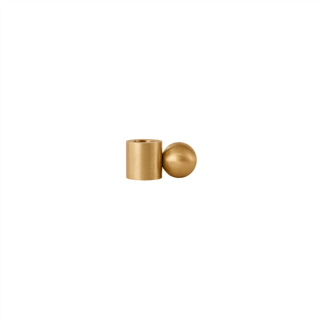 OYOY LIVING Palloa Solid Brass Candleholder - Low - Brushed Brass - Lund und Larsen
