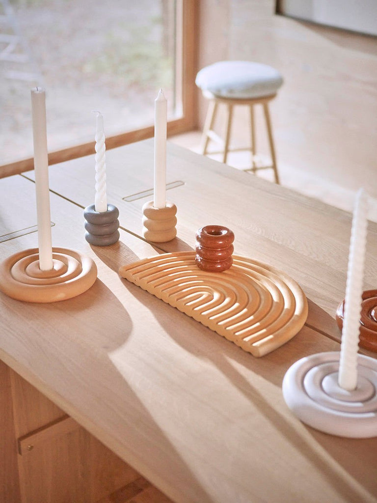 OYOY LIVING Savi Ceramic Candleholder - High - Nutmeg - Lund und Larsen