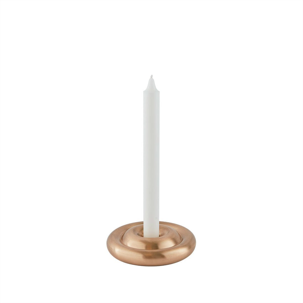 OYOY LIVING Savi Solid Brass Candleholder - Low - Brushed Brass - Lund und Larsen