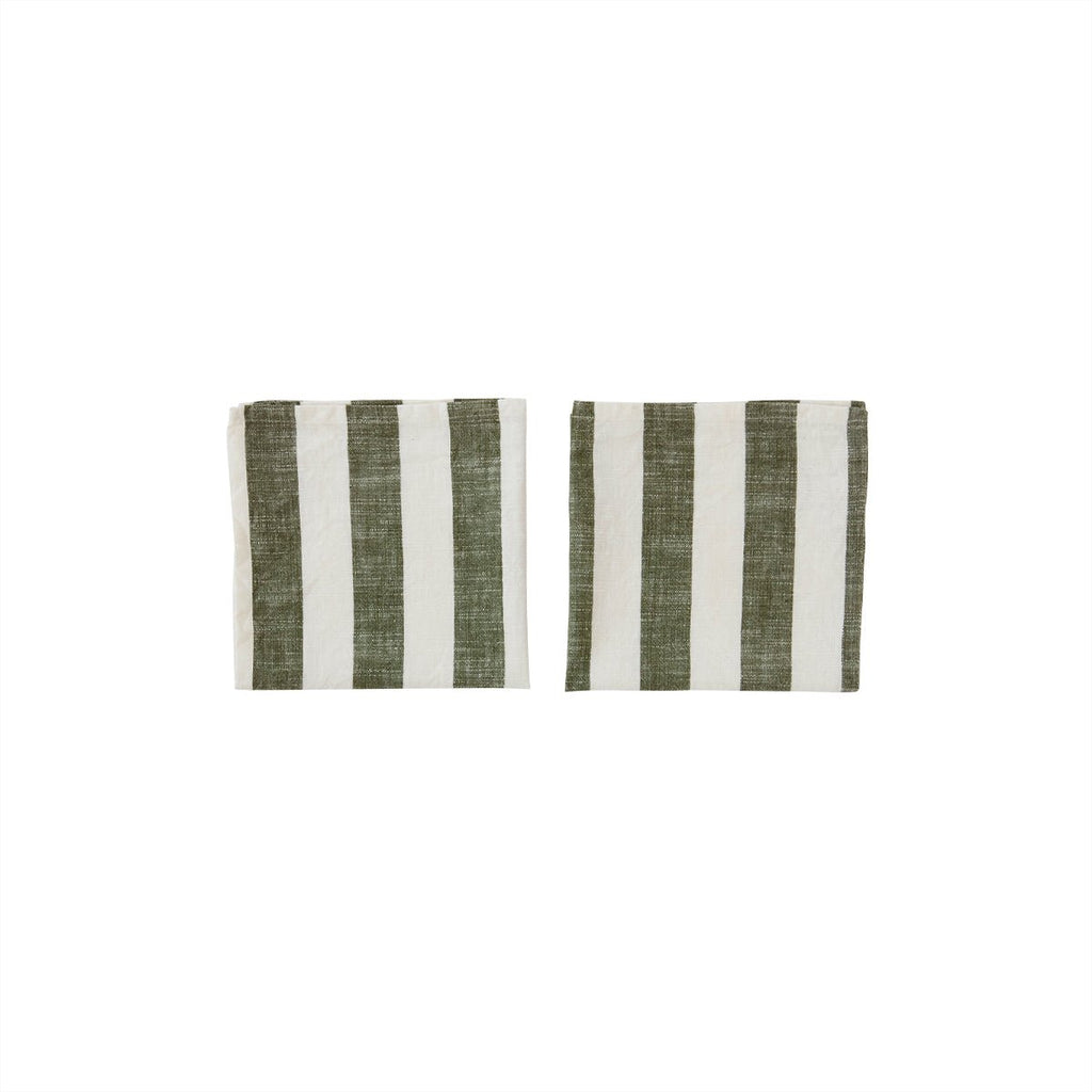 OYOY LIVING Striped Napkin - Pack of 2 - Olive - Lund und Larsen