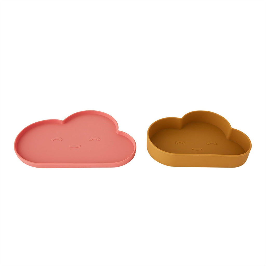 OYOY MINI Chloe Cloud Plate & Bowl - Light Rubber / Coral - Lund und Larsen