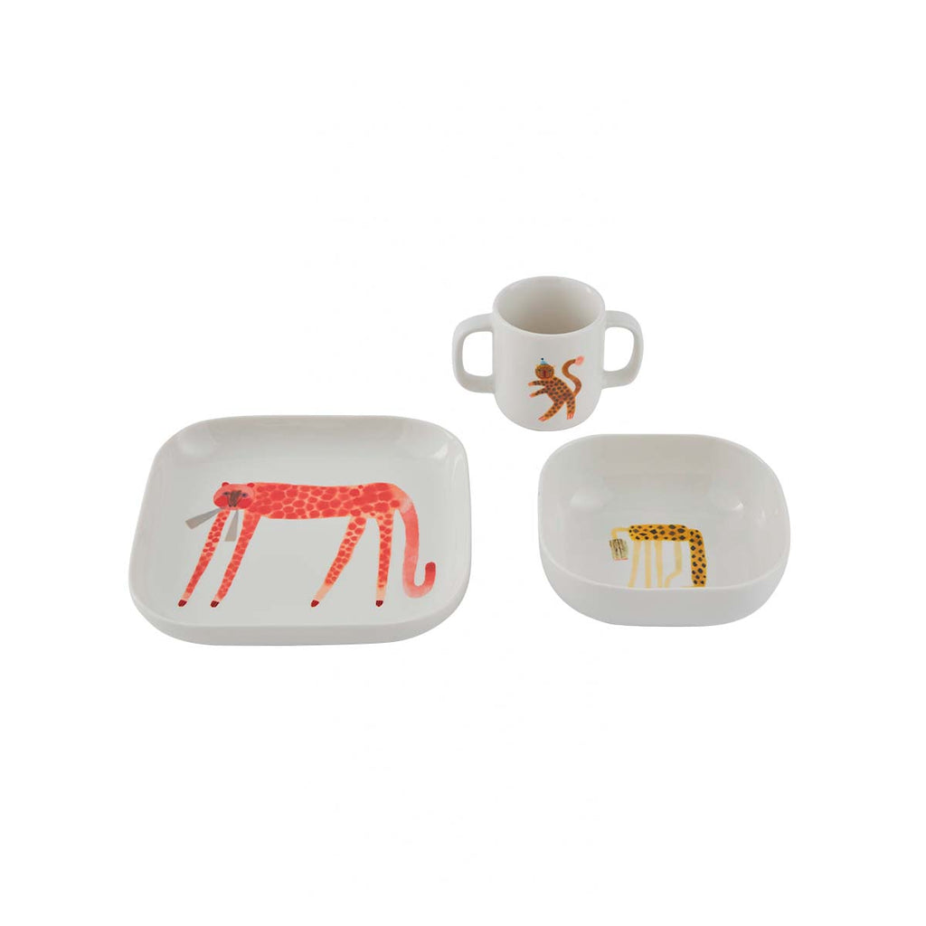 OYOY MINI Moira Tableware Set Strawberry Cat - Offwhite - Lund und Larsen